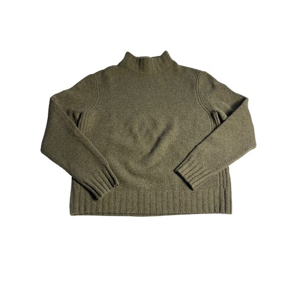 Point Sur Olive Green Mock Neck Wool alpaca Blend Sweater L ribbed details - Picture 1 of 12